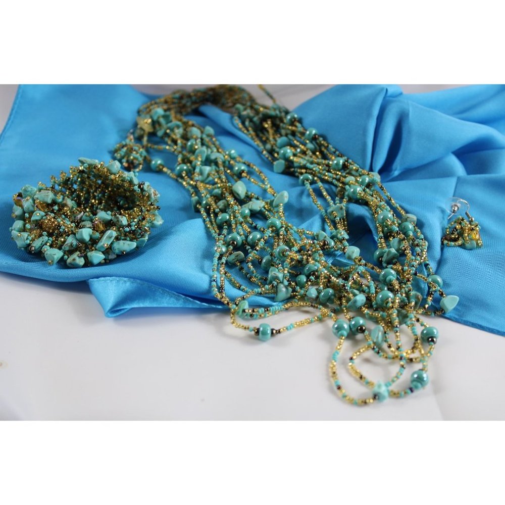 Fashion Jewelry Womans Costume Jewelry Turquoise Necklace Bracelet Earrings